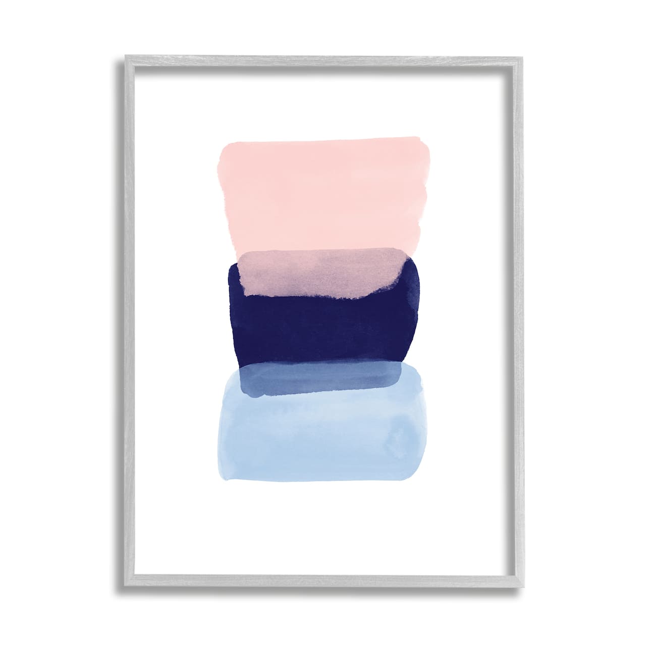 Stupell Industries Layered Squares Abstract Sides Blue Pink in Gray Frame Wall Art